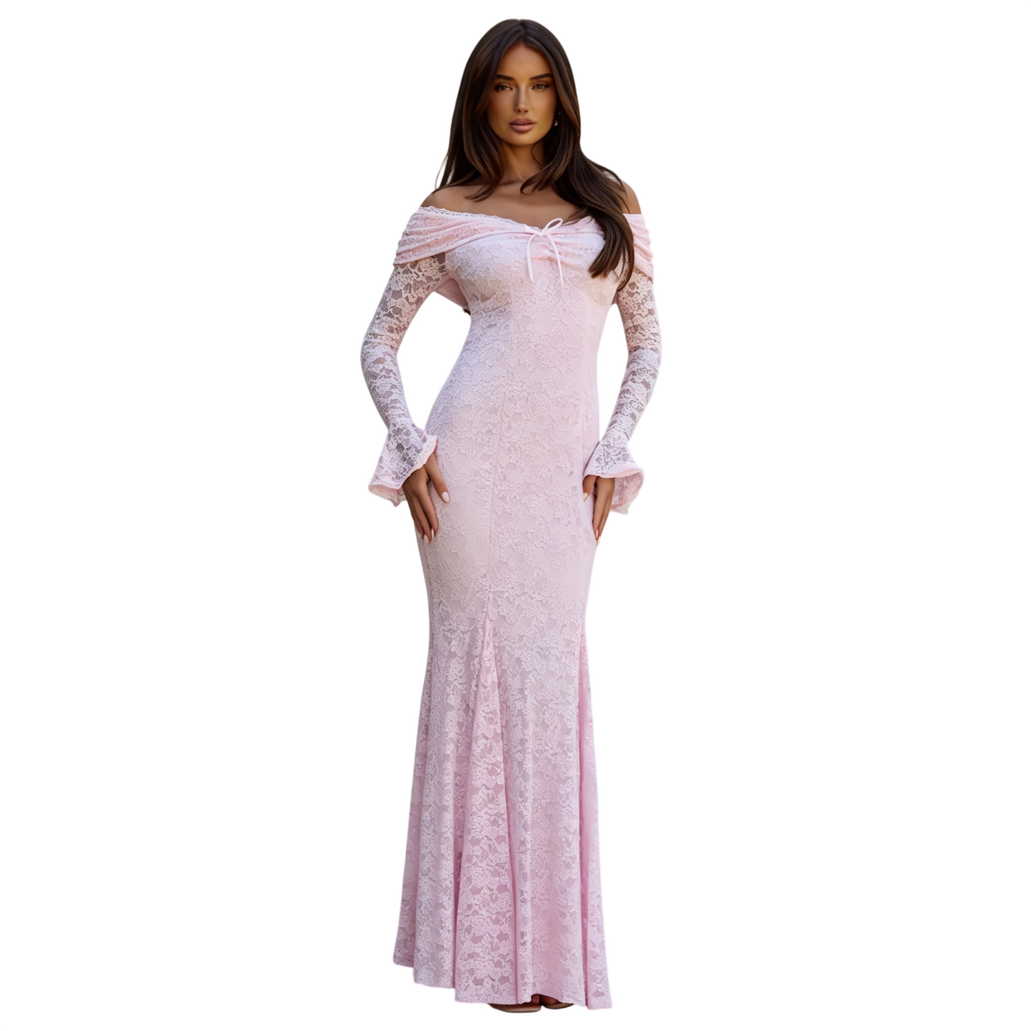 Women's Off Shoulder Lace Maxi Dress