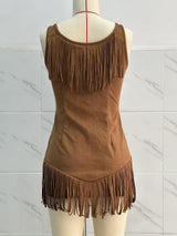 Women's Fringe Zip Bodycon Mini Dress