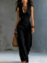 Women's Wrap Top & Wide Leg Pants Set