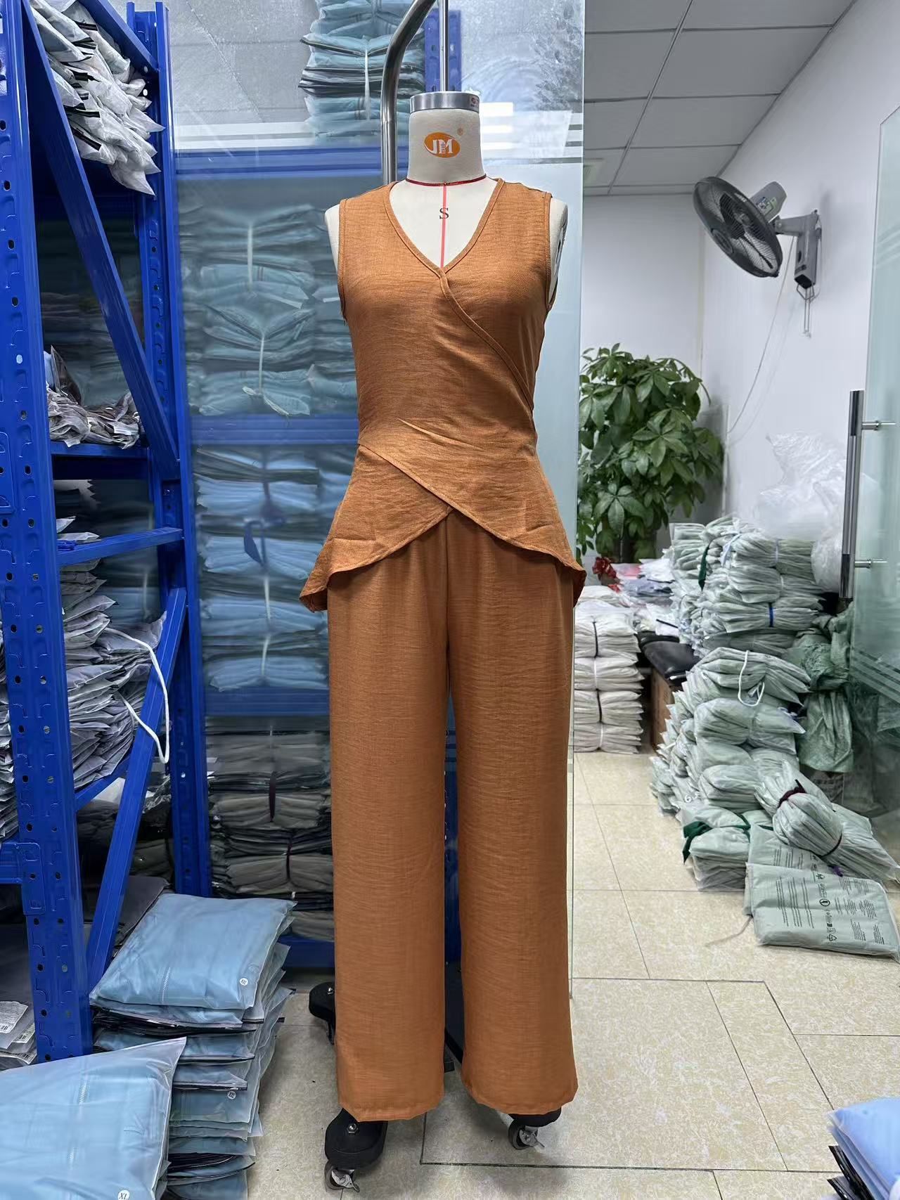 Women's Wrap Top & Wide Leg Pants Set