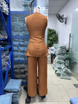Women's Wrap Top & Wide Leg Pants Set