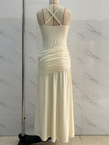 Women's Ruched Square Neck Maxi Dress