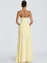 Women's Ruched Square Neck Maxi Dress