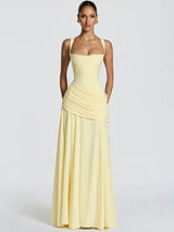 Women's Ruched Square Neck Maxi Dress