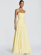 Women's Ruched Square Neck Maxi Dress