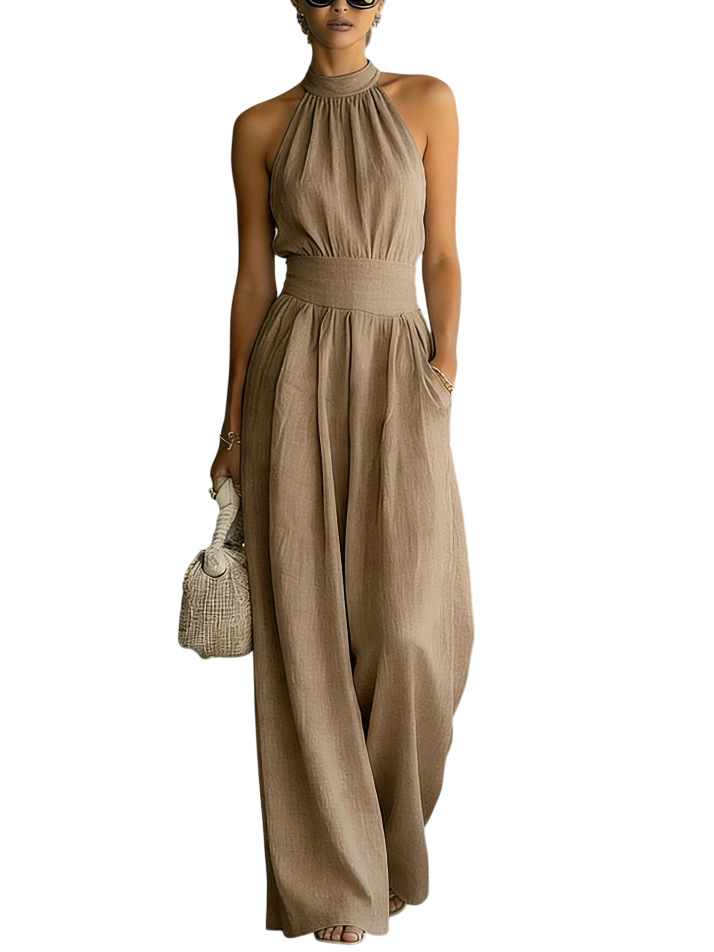 Women's Halter Wide Leg Jumpsuit