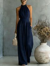 Women's Halter Wide Leg Jumpsuit