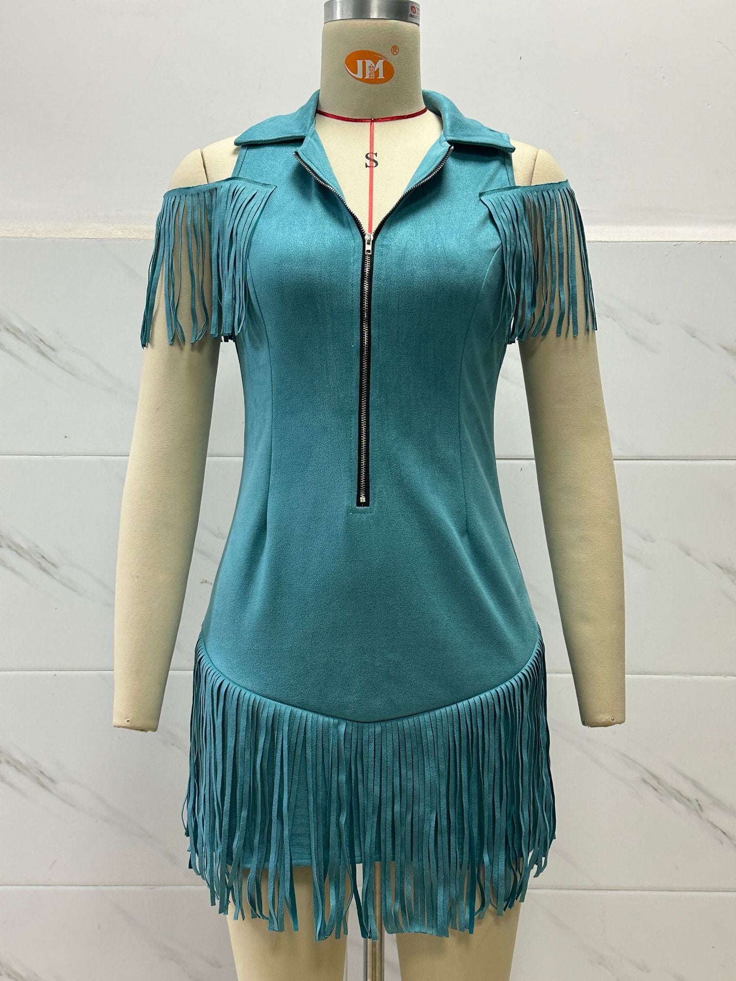Women's Fringe Zip Mini Dress