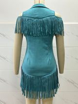 Women's Fringe Zip Mini Dress