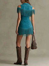 Women's Fringe Zip Mini Dress
