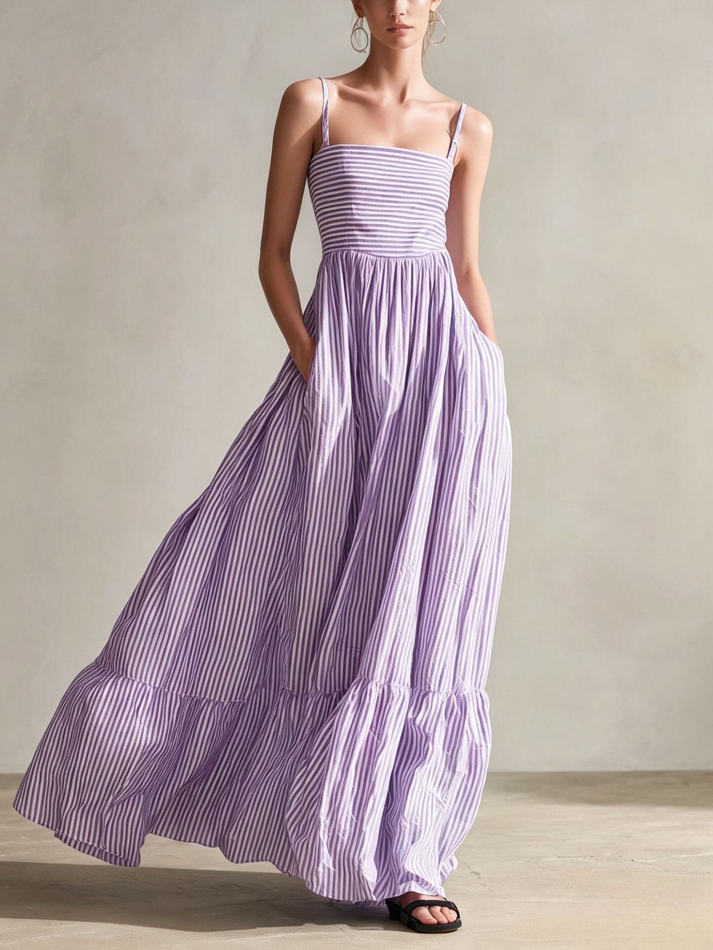 Women's Striped Sleeveless Maxi Dress