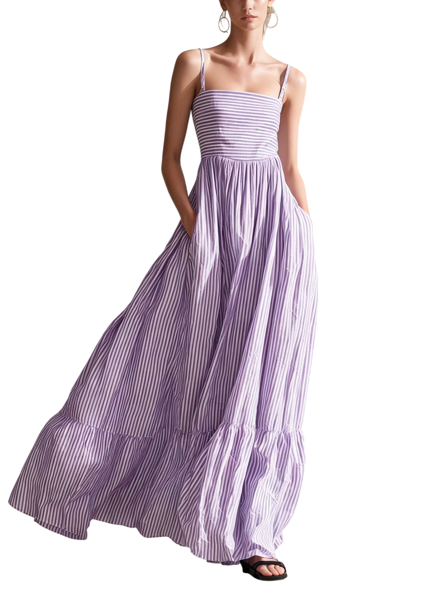 Women's Striped Sleeveless Maxi Dress