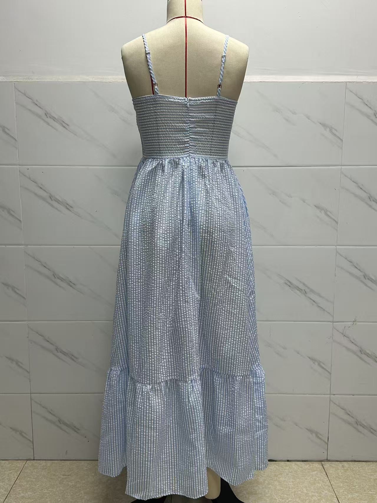 Women's Striped Sleeveless Maxi Dress