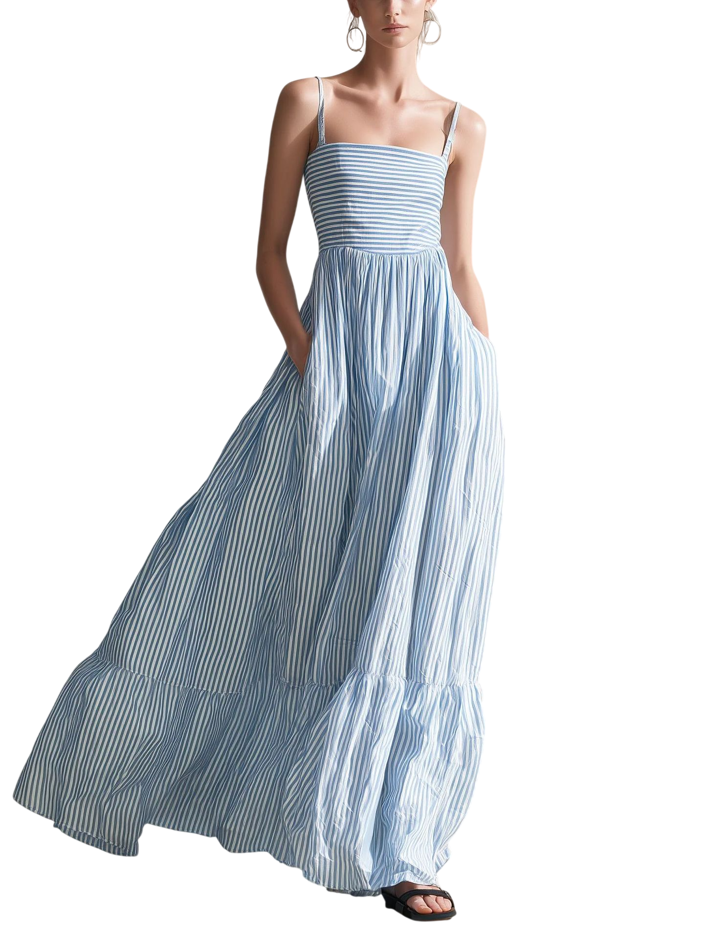 Women's Striped Sleeveless Maxi Dress
