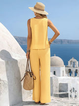 Women's Sleeveless Top & Wide Leg Pants Set