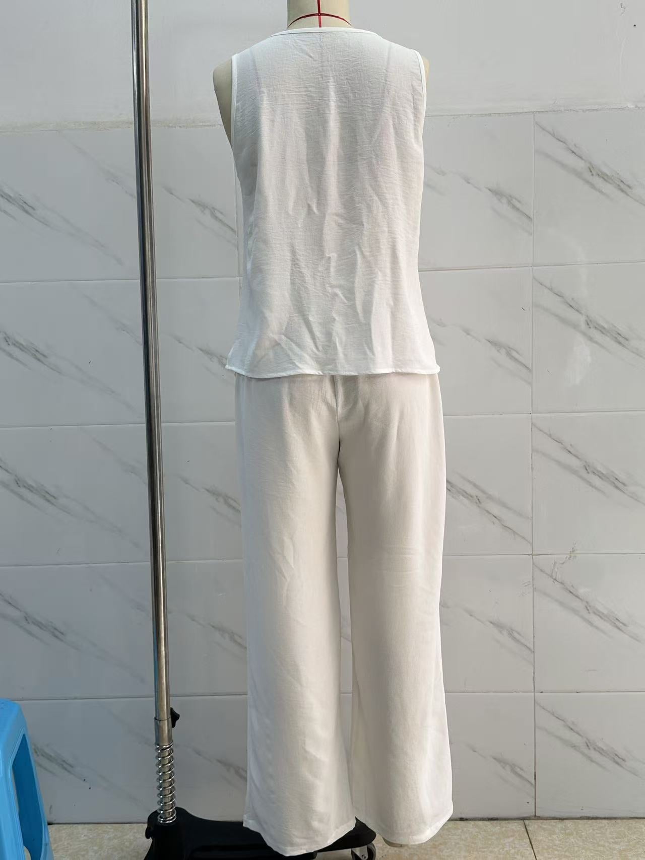 Women's Sleeveless Top & Wide Leg Pants Set