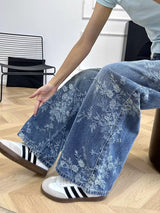 Women's Floral Print Wide Leg Jeans
