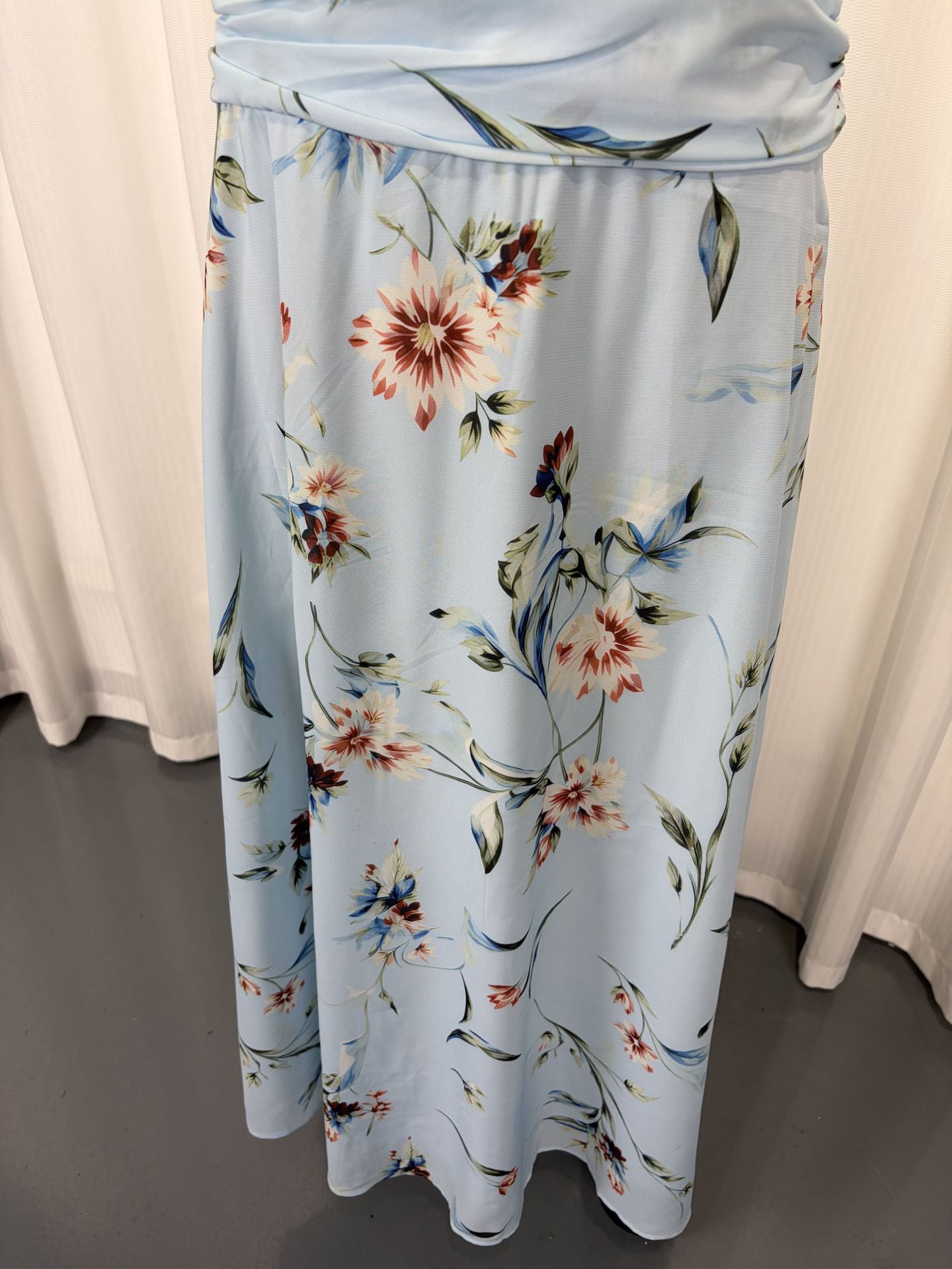 Women's Floral Halter Ruched Maxi Dress