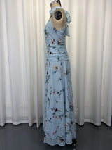 Women's Floral Halter Ruched Maxi Dress
