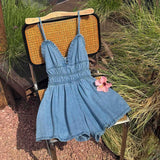 Women's Smocked V Neck Romper