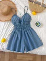 Women's Smocked V Neck Romper