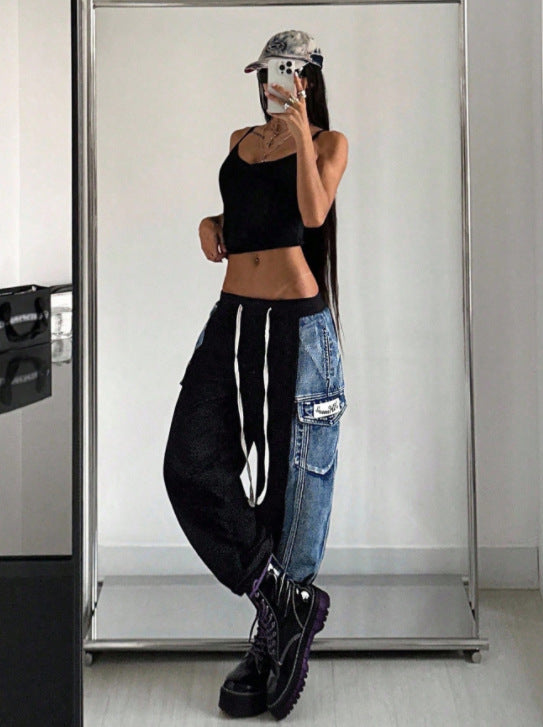 Women's Patchwork Cargo Jogger Pants