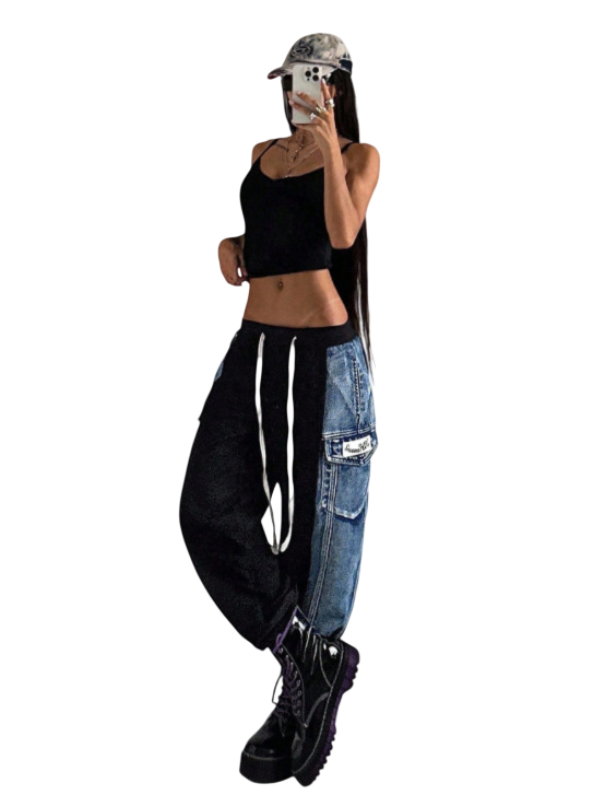 Women's Patchwork Cargo Jogger Pants