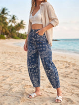 Women's Paisley Print Straight Leg Jeans