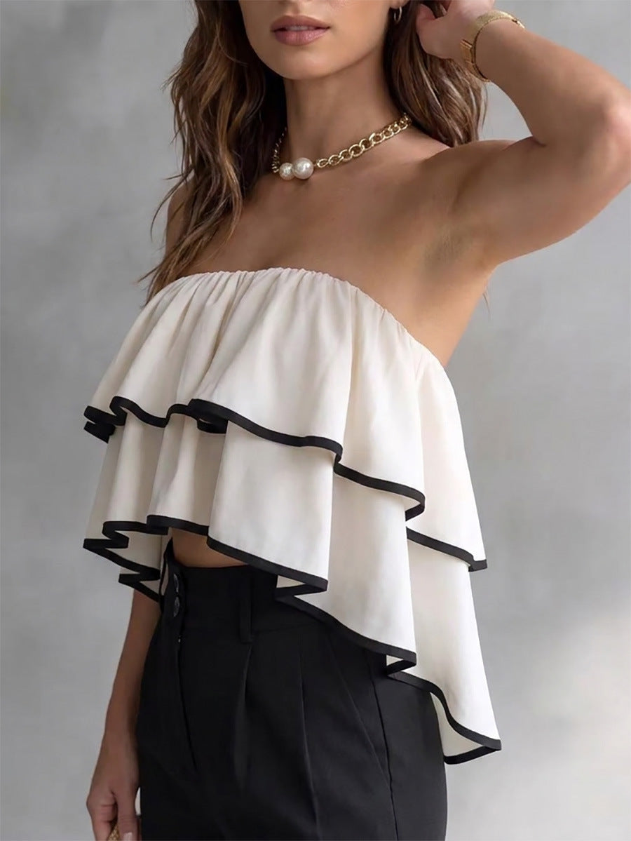 Women's Strapless Layered Ruffle Top