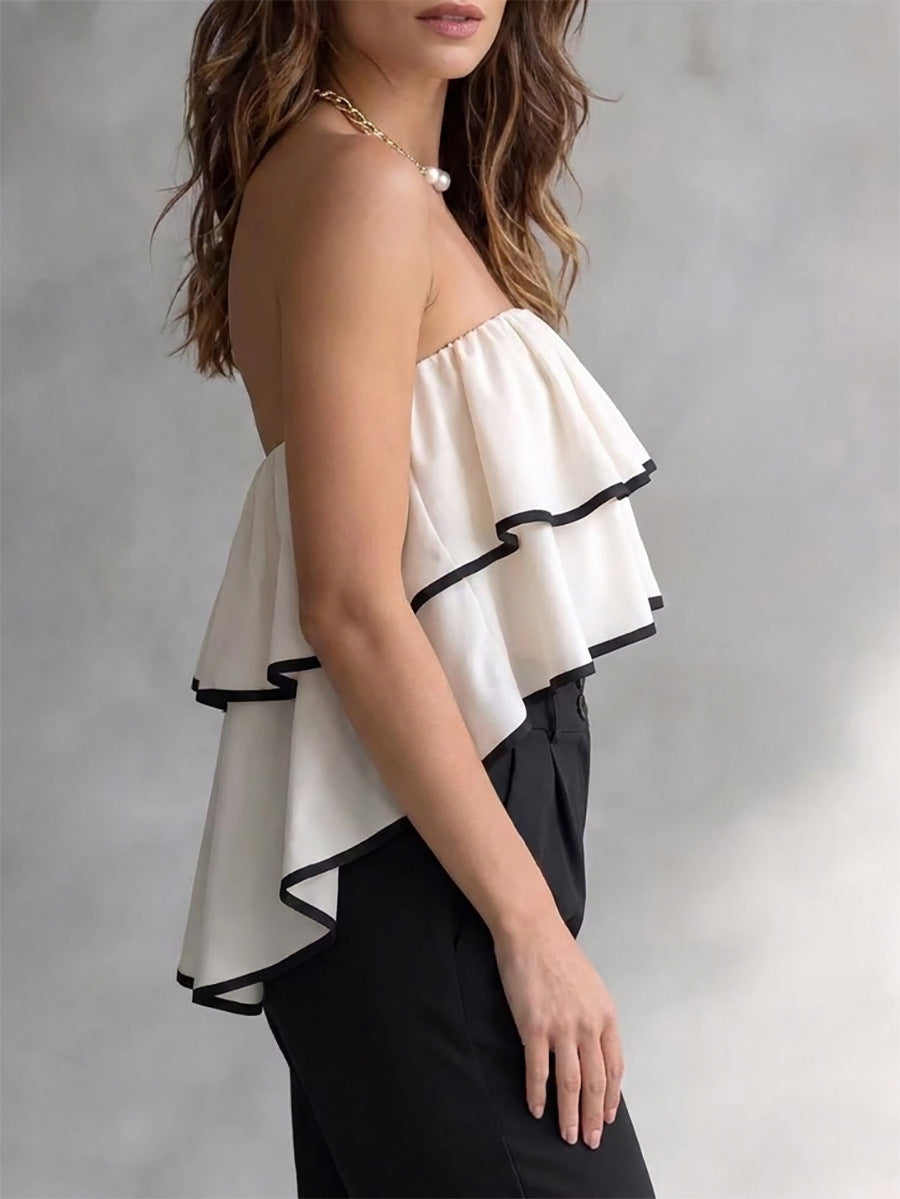 Women's Strapless Layered Ruffle Top