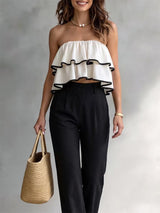 Women's Strapless Layered Ruffle Top