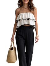 Women's Strapless Layered Ruffle Top