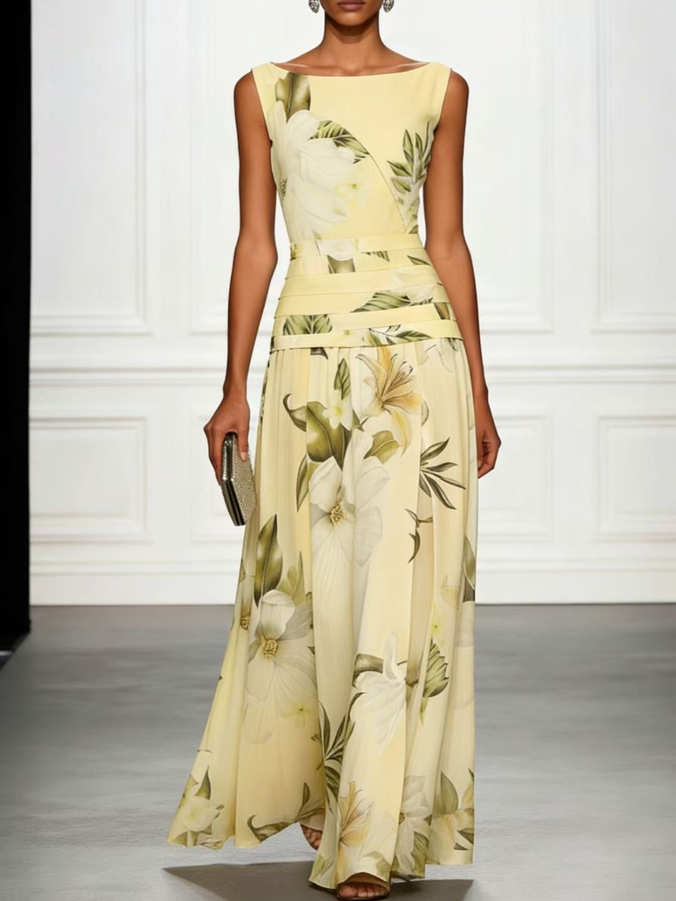 Women's Floral Print Sleeveless Maxi Dress