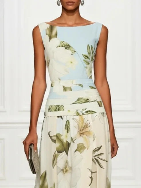 Women's Floral Print Sleeveless Maxi Dress