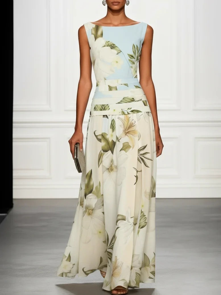 Women's Floral Print Sleeveless Maxi Dress