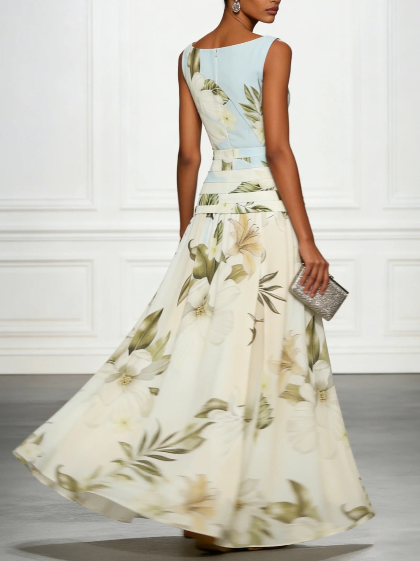 Women's Floral Print Sleeveless Maxi Dress