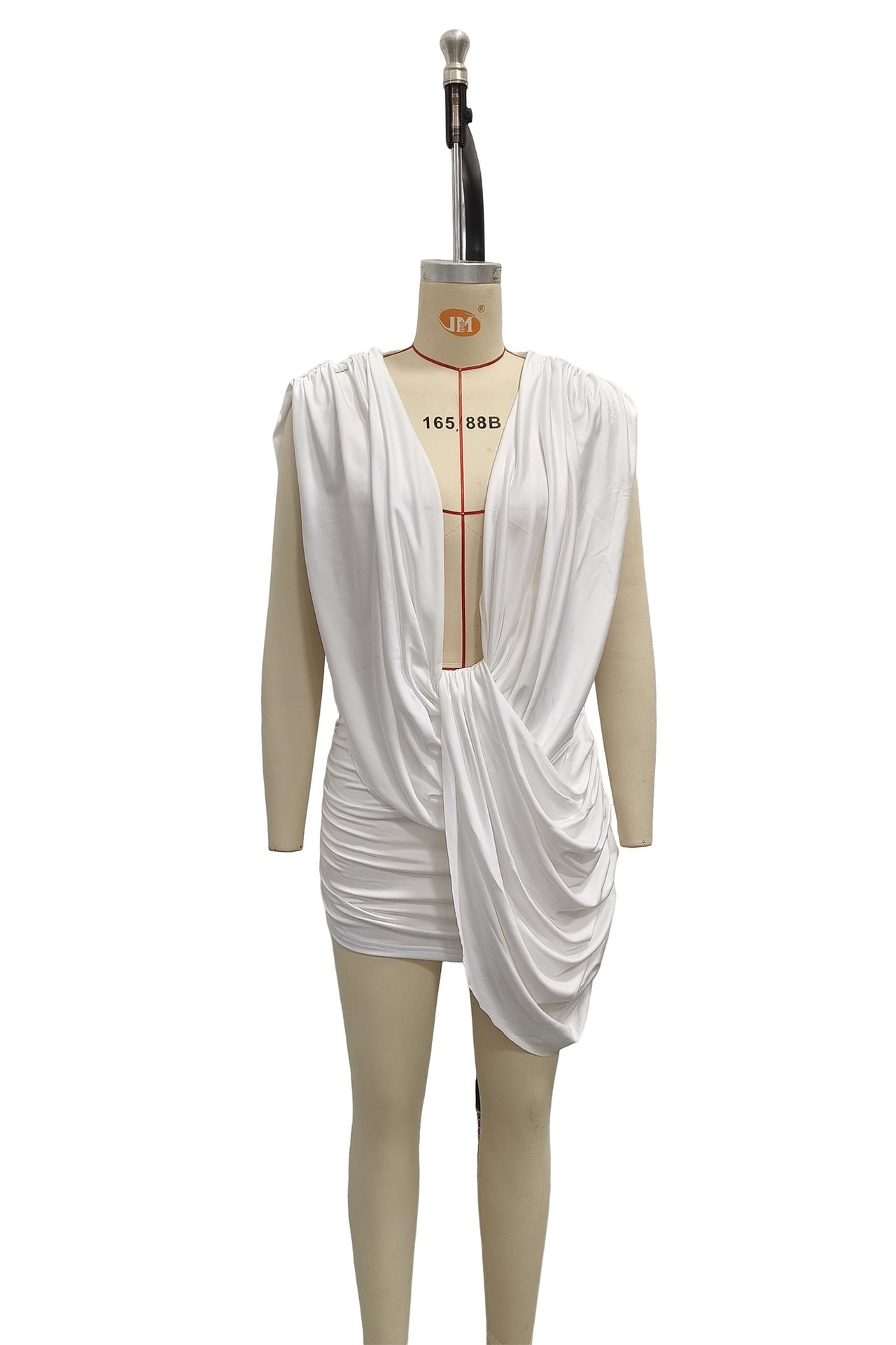 Women's Plunge Neck Ruched Mini Dress