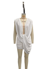Women's Plunge Neck Ruched Mini Dress