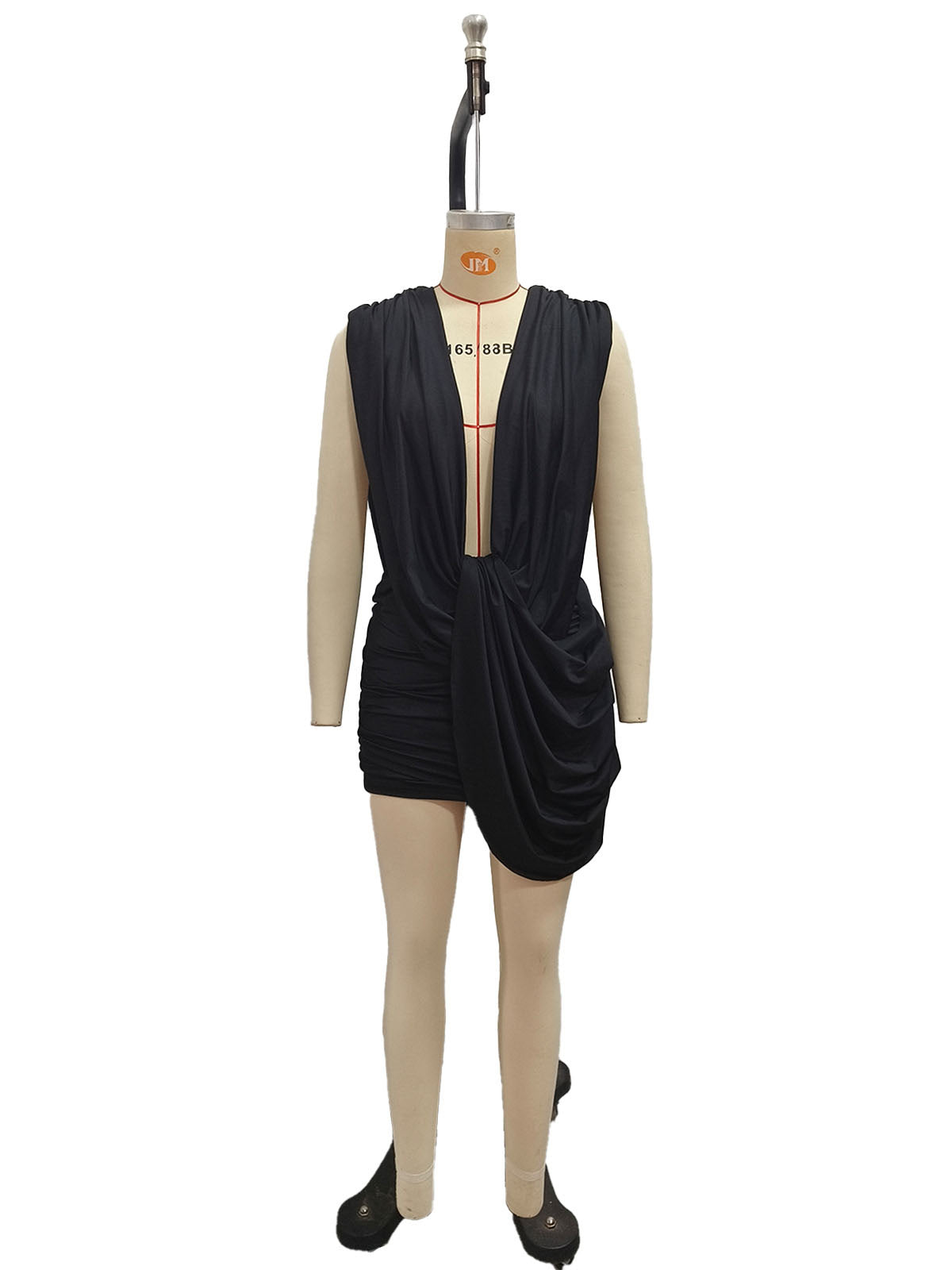 Women's Plunge Neck Ruched Mini Dress