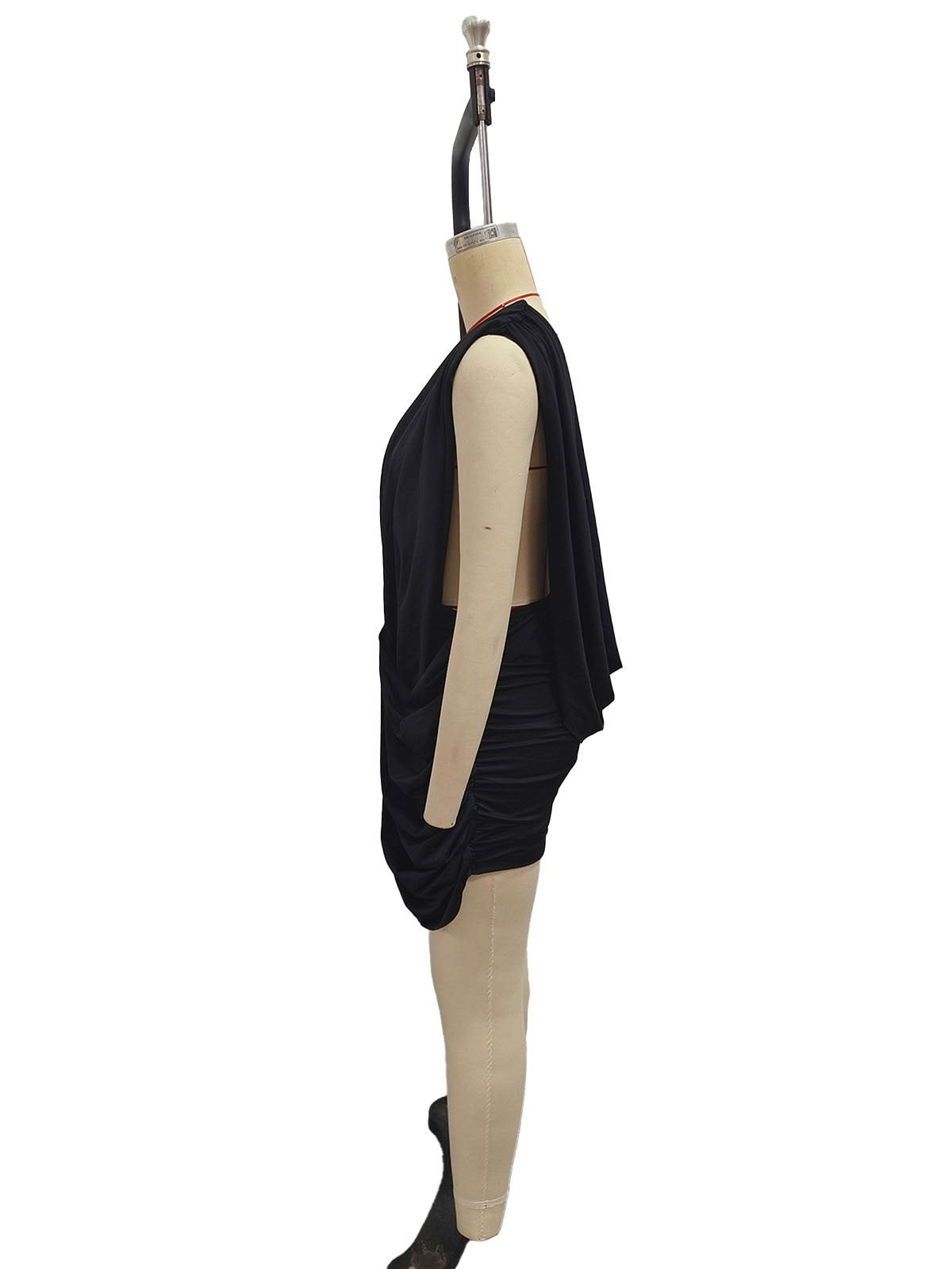 Women's Plunge Neck Ruched Mini Dress