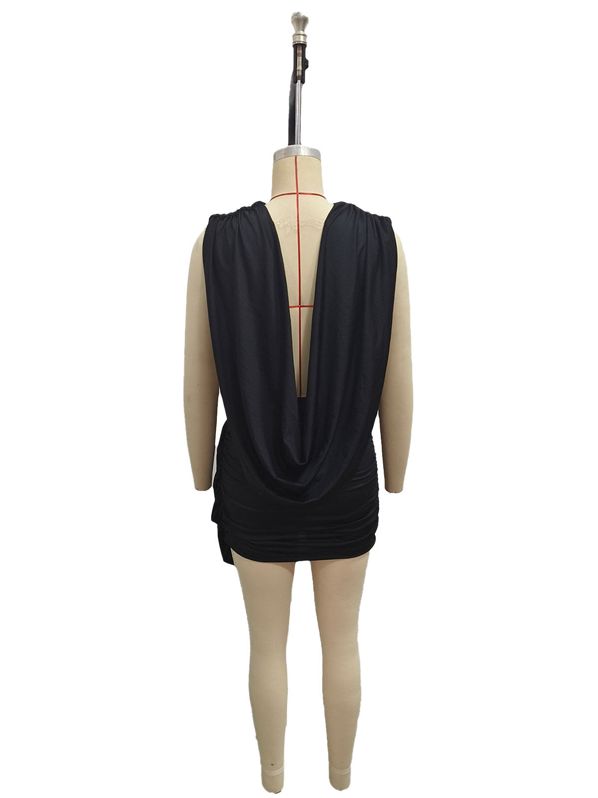 Women's Plunge Neck Ruched Mini Dress