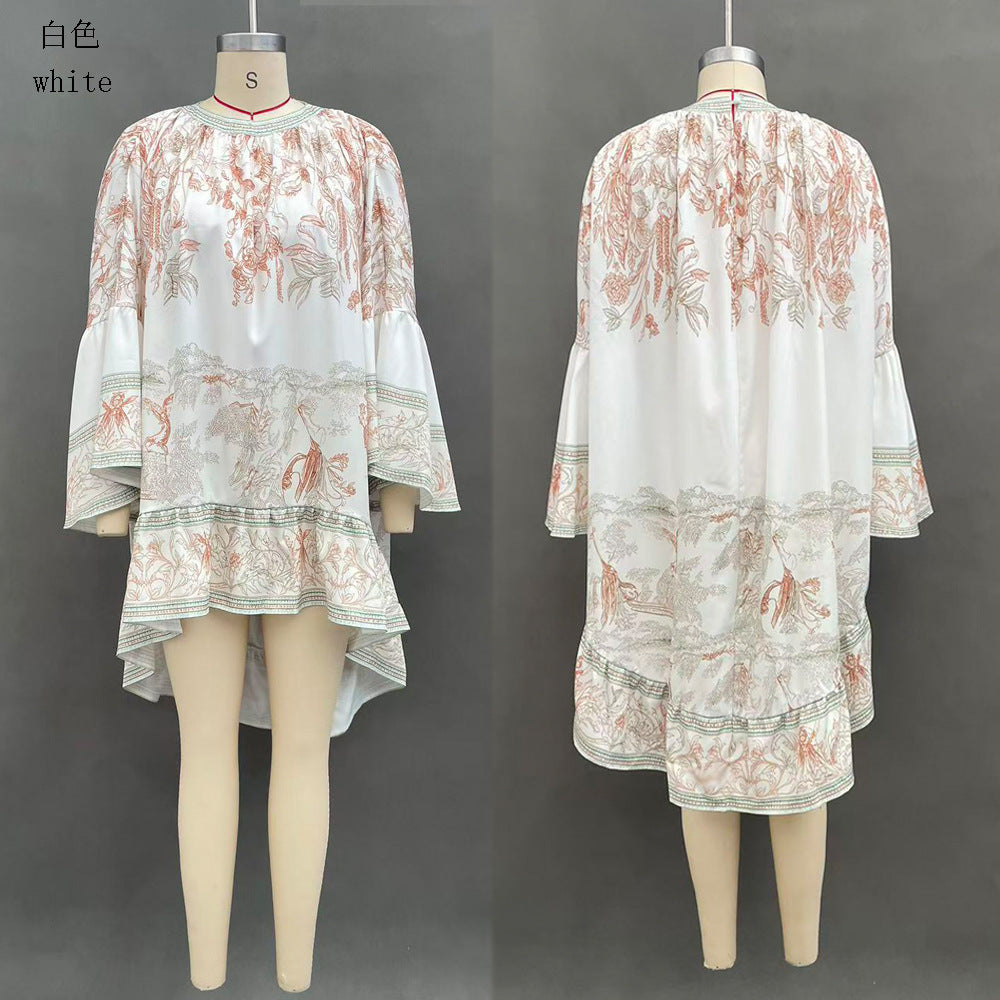 Women's Printed Flare Sleeve Blouse