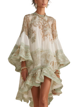 Women's Printed Flare Sleeve Blouse