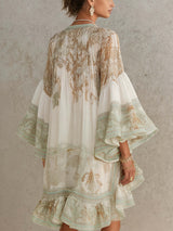 Women's Printed Flare Sleeve Blouse