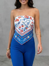 Women's Printed Strapless Handkerchief Top