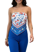 Women's Printed Strapless Handkerchief Top
