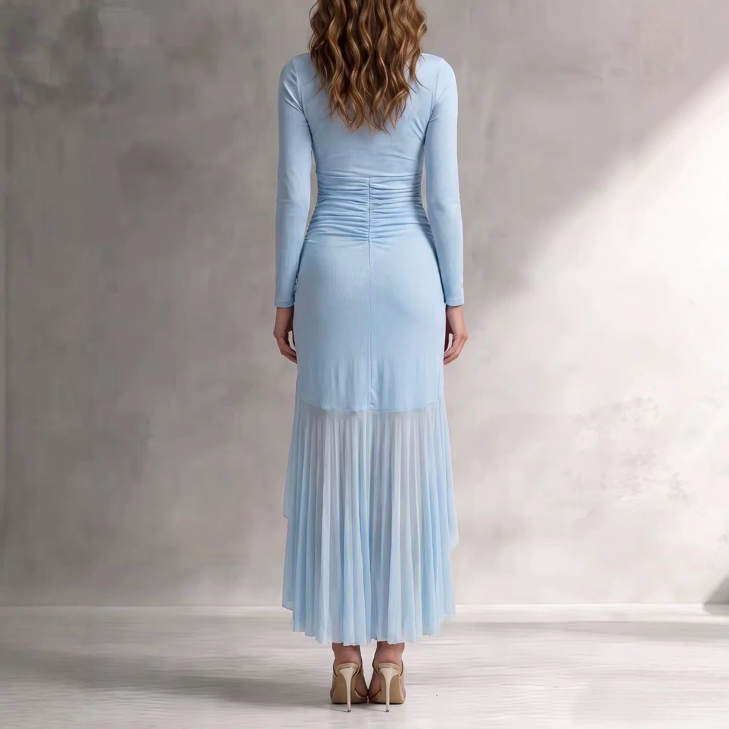 Women's Ruched High Low Midi Dress