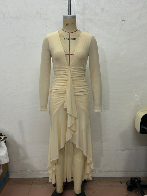 Women's Ruched High Low Midi Dress