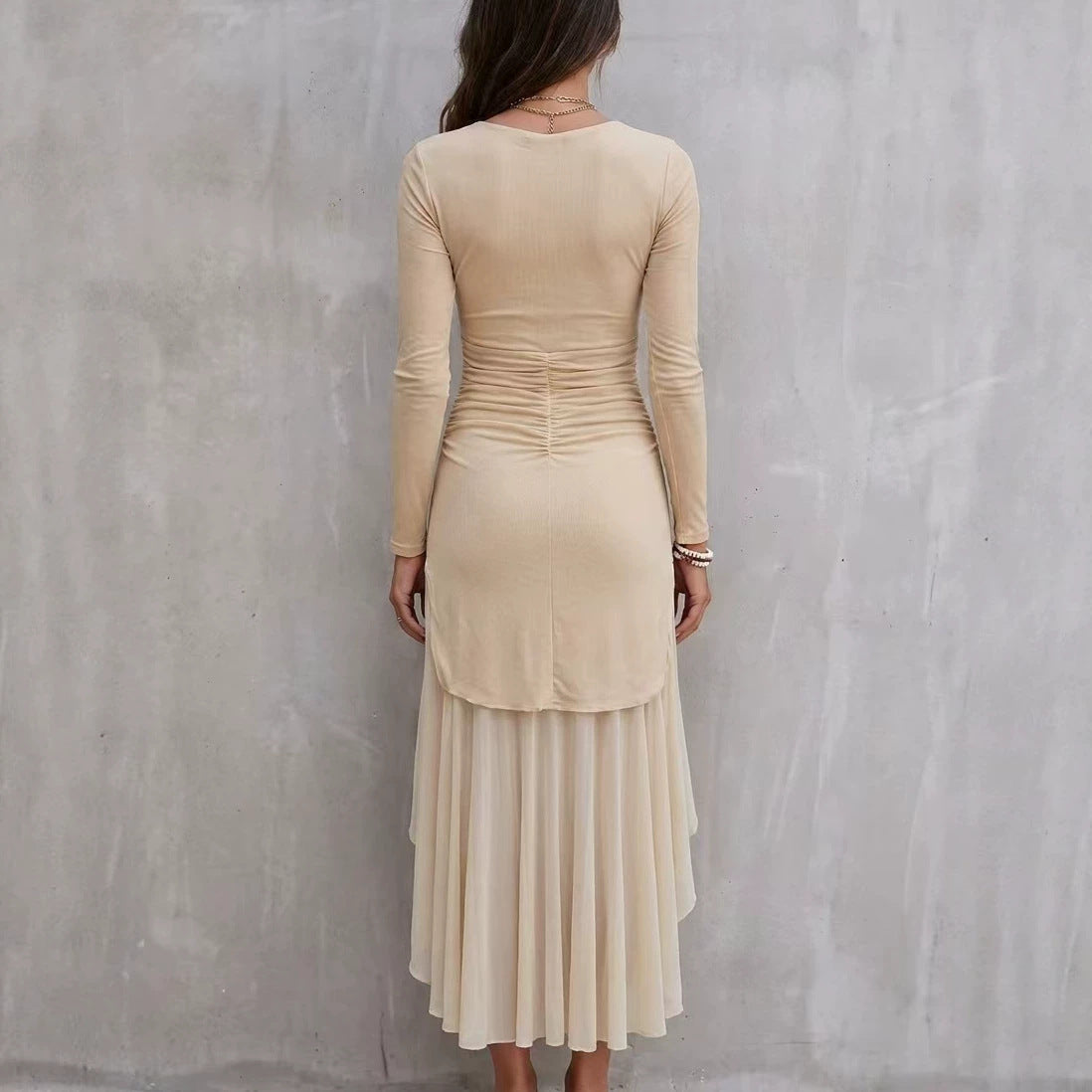 Women's Ruched High Low Midi Dress