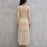 Women's Ruched High Low Midi Dress